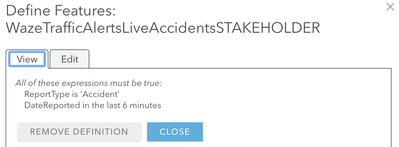 Define features to only display accidents for a specific time interval